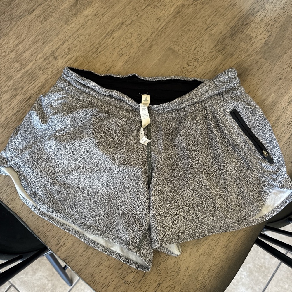 lululemon athletica Gray Heather Athletic Shorts with Zip Pocket